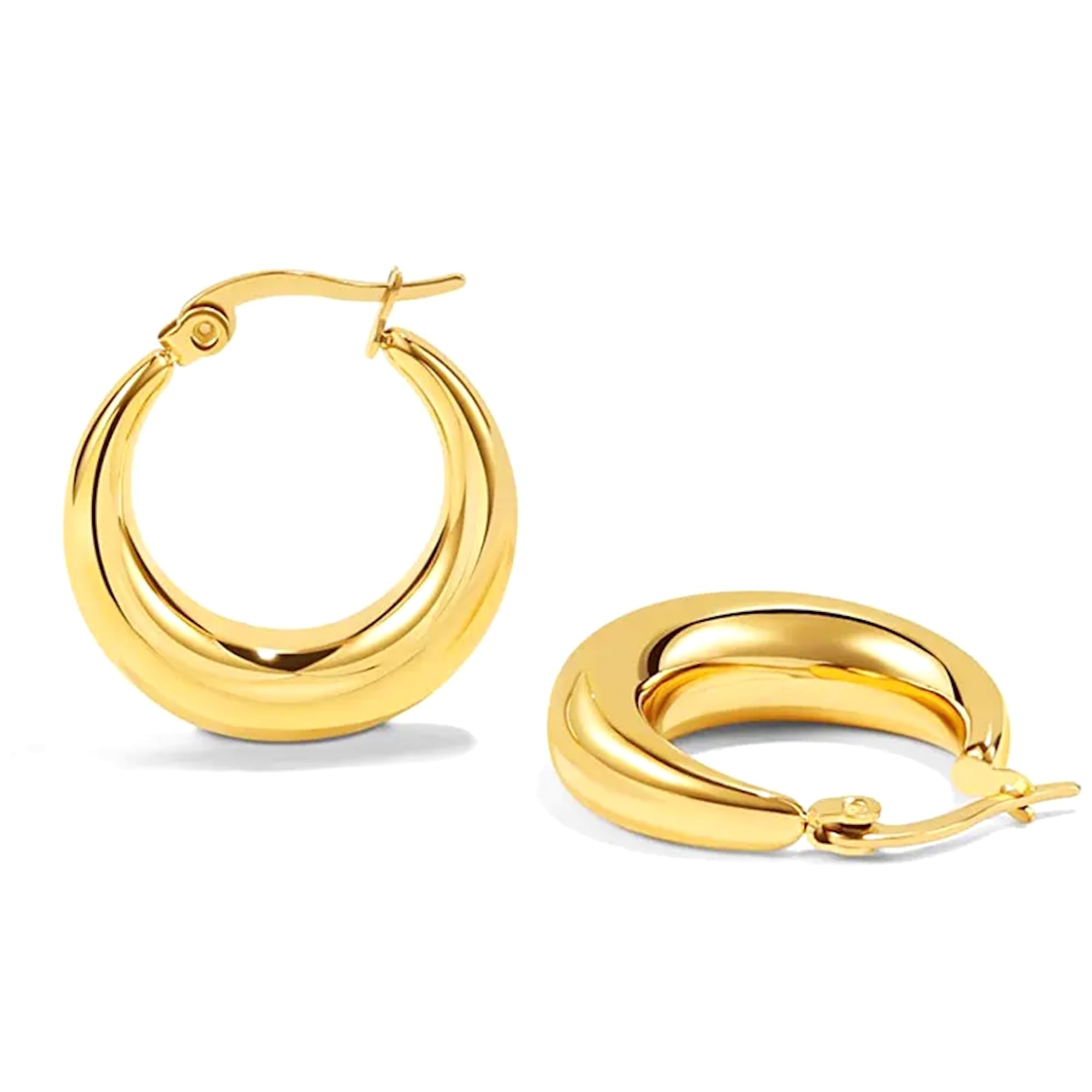 Salve Modern Chunky Stainless Steel Huggie Hoop Golden Earrings | Anti-Tarnish, Thick Chic Dainty Modern Western Fashion Jewellery Huggies | Accessories for Women & Girls (B0CSWPHT7M) Amazon Price History, Amazon Price Tracker