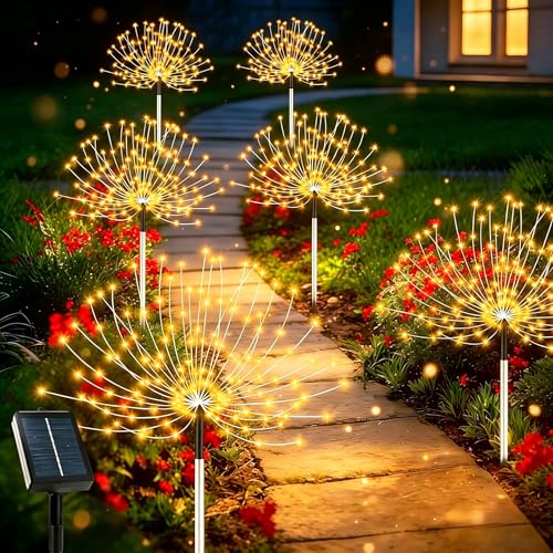 echosari Solar Garden Lights 6 Pack 720 LED Timer(Warm White)