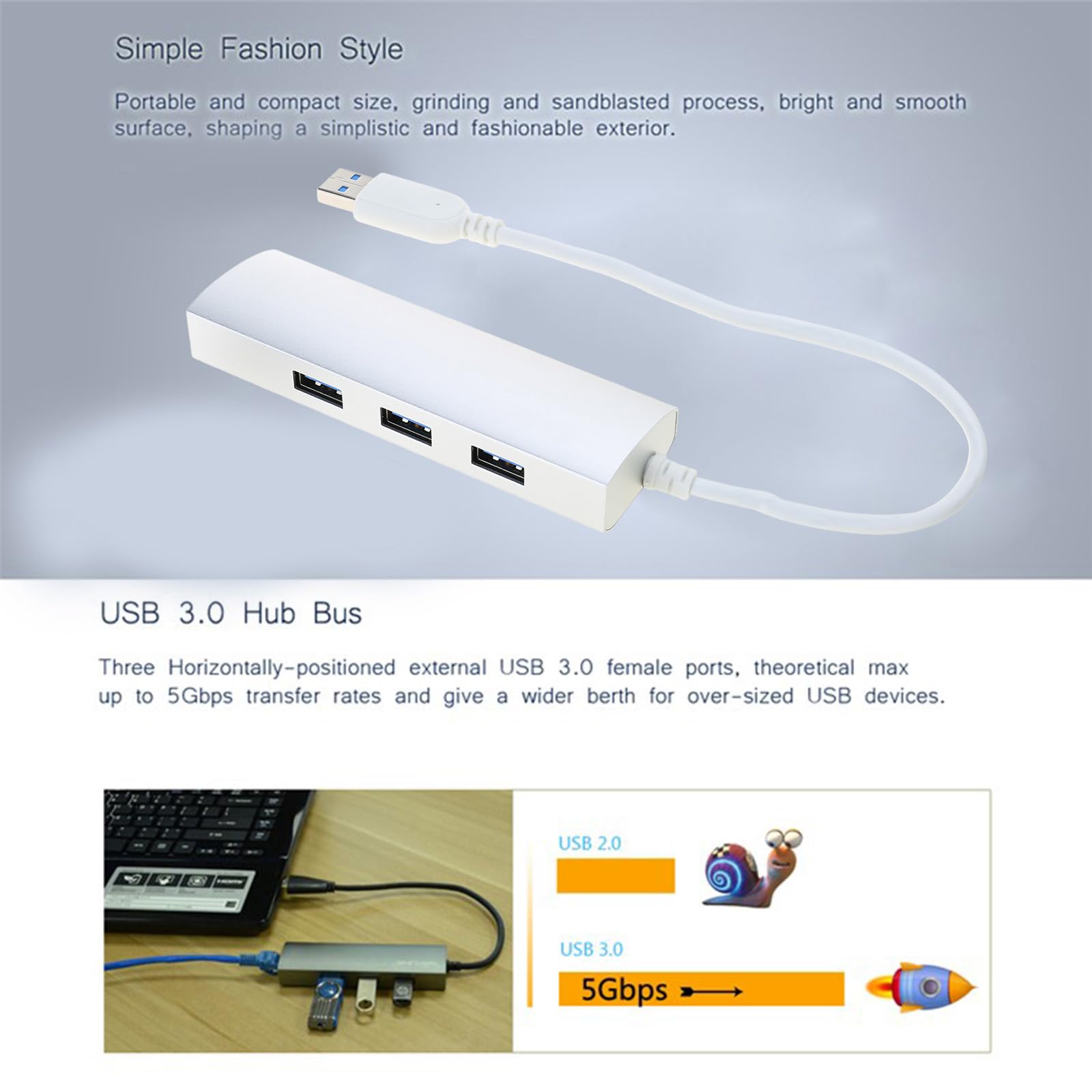 Adattatore da USB 3.0 a Ethernet, porta Gigabit, adattatore di rete USB 3.0 Hub Expander per laptop, tablet, dock di espansione USB