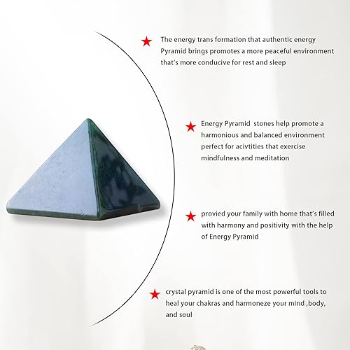 Miniatura 4 de Pirámide de cristal de ágata acuática natural de 1.57 pulgadas, carga de energía, protección curativa, meditación que activa el equilibrio de la