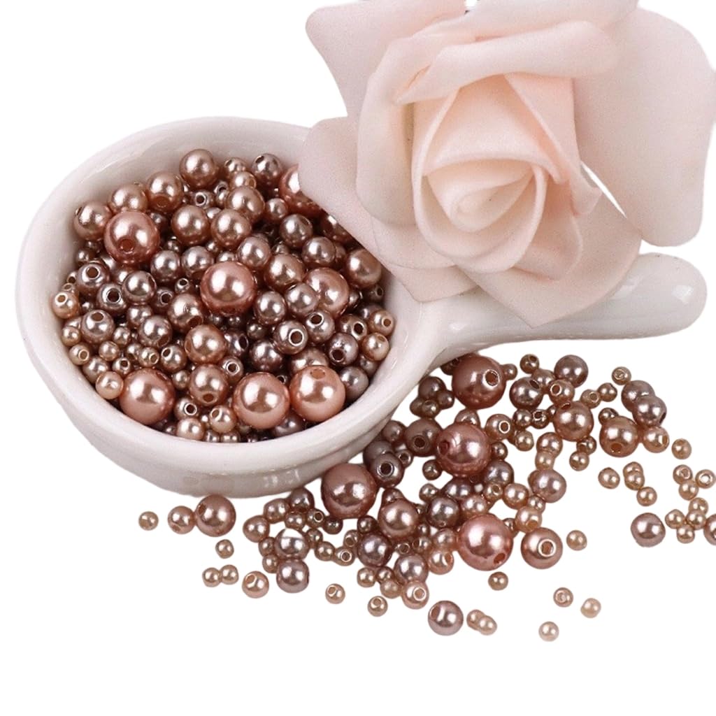GMBYLBY Imitation Pearls For Craft 150Pcs 3MM-8MM Sew On Resin Beads With Holes Jewelry Making Bracelets