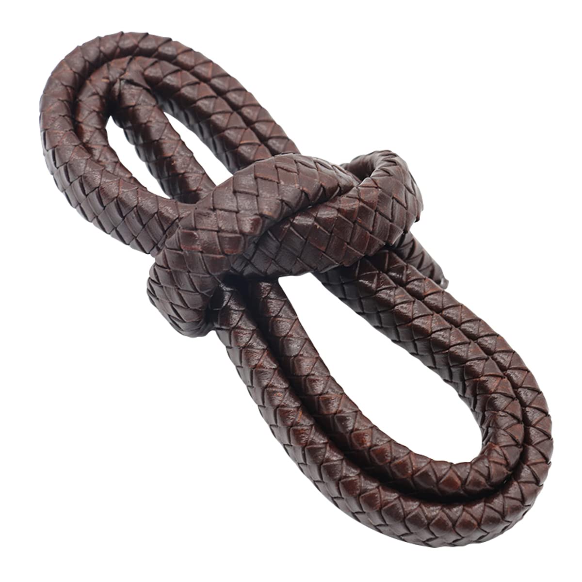 1 metr pleciony sznurek, nieprzerwany, płaski skórzany sznurek do produkcji biżuterii, bransoletki, naszyjnik, rzemiosło, brązowy, 8 x 4 mm