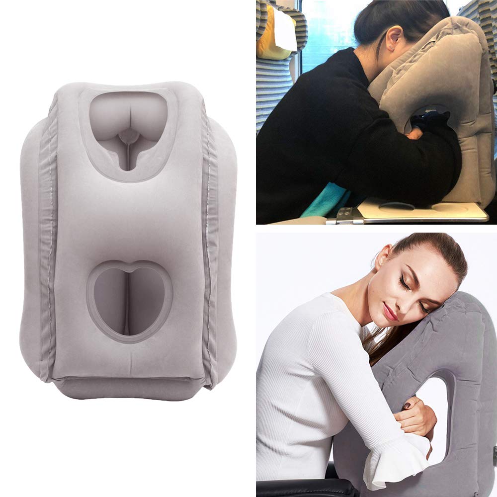 Oreiller Voyage Gonflable Avec Support Tête - Pour Avion, Train, Bureau - Portable Et Confy