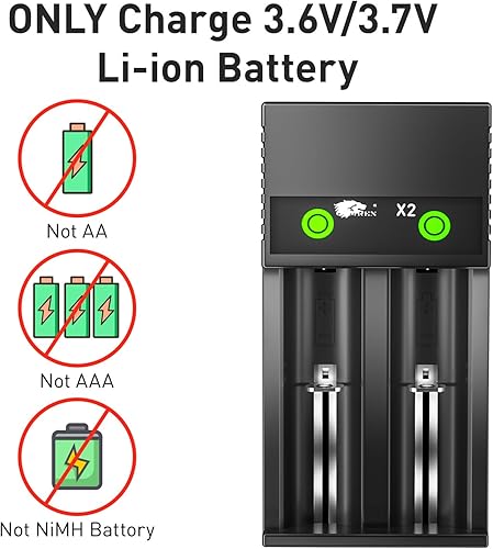 Miniatura 3 de 18650 Battery Charger,21700 Battery Charger for Li-ion Battery 18650 26650 21700 20700 18490 17670 17500 16340 14500 18500 18350 (2Bay)