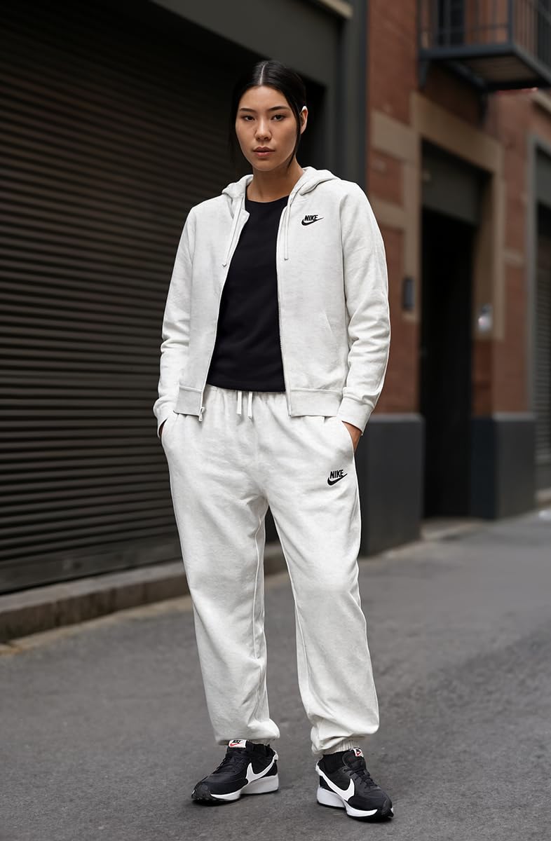 Nike Women's Sportswear Club Fleece Full-Zip Hoodie, Black/White