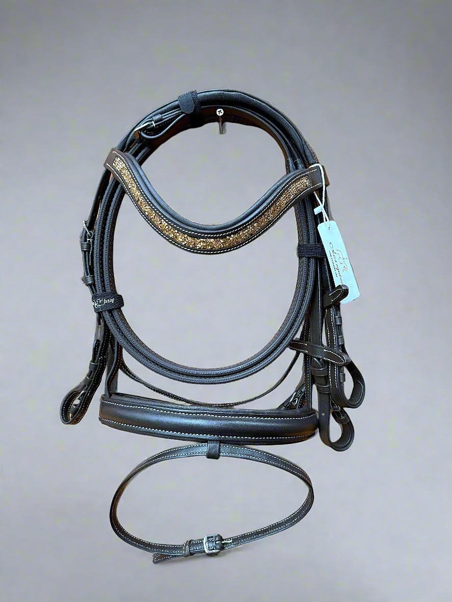 Eco Softy Leather Horse Show Bridle Brown with Diamante Browband and Comfort Padding (Full)