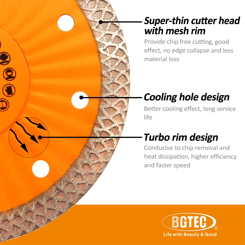 BGTEC Diamante Porcellana Lame per sega, 3pcs 7 pollici/180MM Super-Sottile Mesh Rim Diamante Disco da taglio con 7/8 "-5/8" Pergolato per piastrelle di granito Marmo Ceramica Arenaria