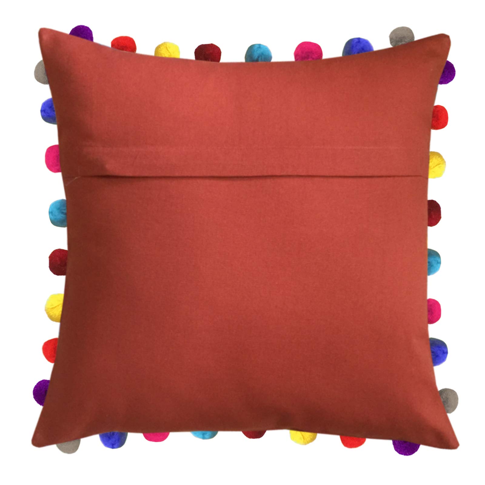Lushomes Cushion Cover 24x24, Boho Cushion Covers, Sofa Pillow Cover, Cushion Covers with Tassels, Cushion Cover with pom pom (24x24 Inches, Set of 1,Red)