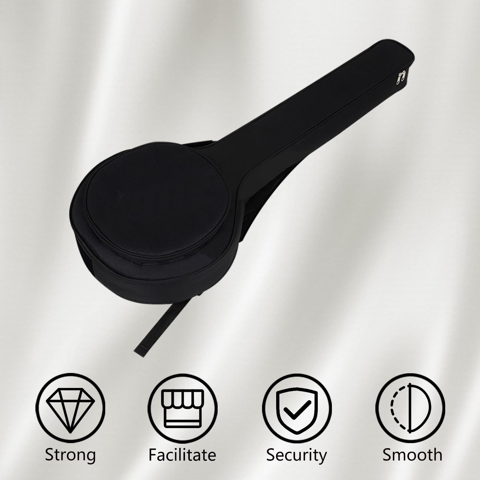 Sac de transport pour banjo à 5 cordes | Étui rembourré en coton pour instruments de musique | Étui de protection pour banjo avec sangle réglable, housse de protection pour banjo et rangement