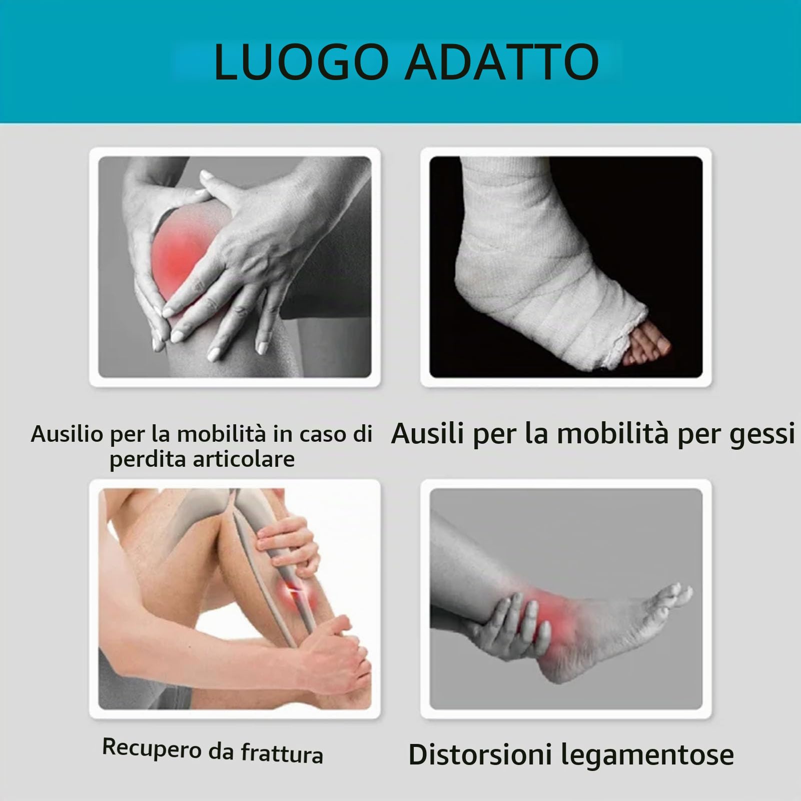 Stampella a Mani libere, stampelle Regolabili per Camminare, ausili per la deambulazione Stampella per Ginocchio Senza Dolore
