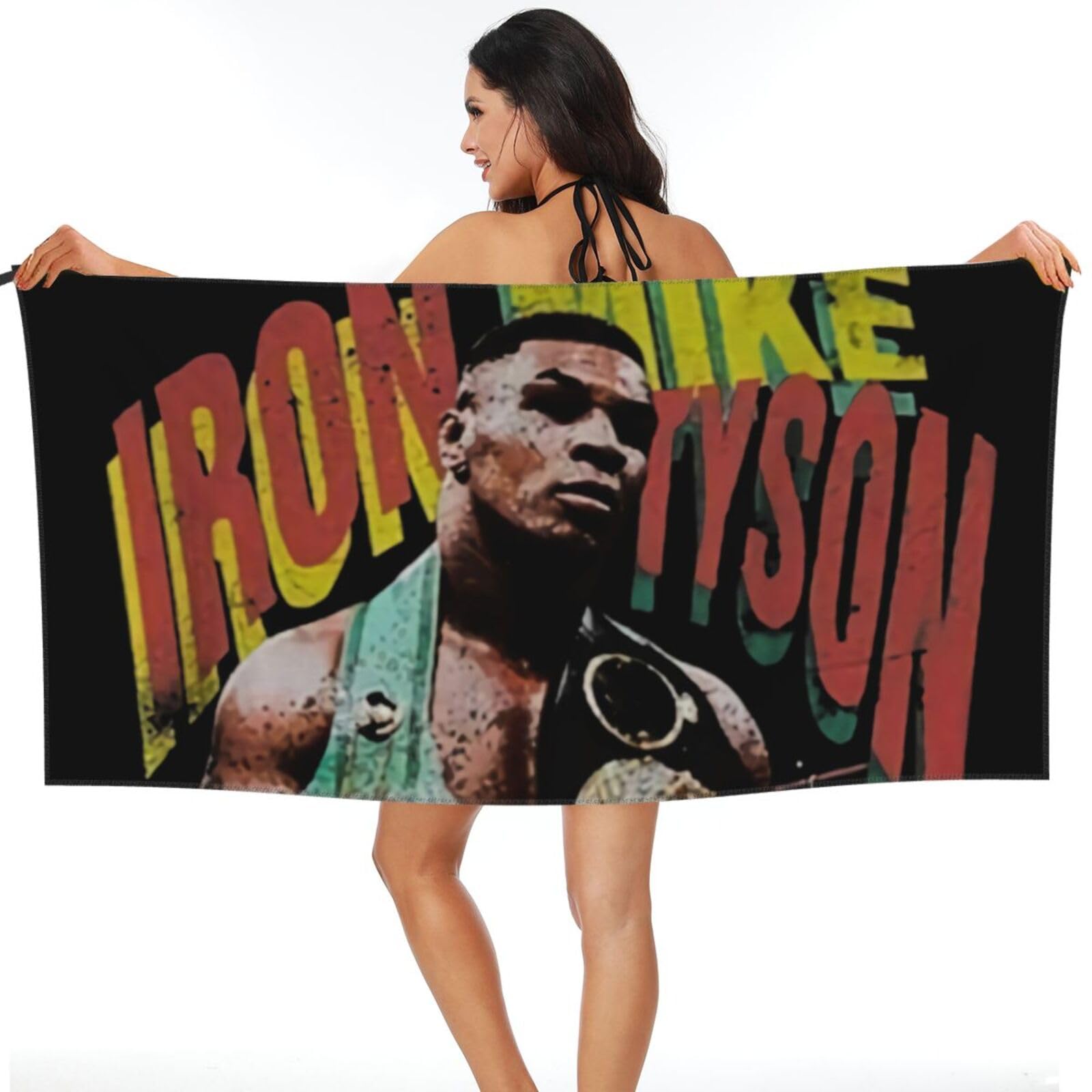 Mike Music Tyson Bath Towel Quick Dry Absorbent Printed Beach Towels Soft Microfiber Super Absorbent Bath Towel 31.5""x63"", White
