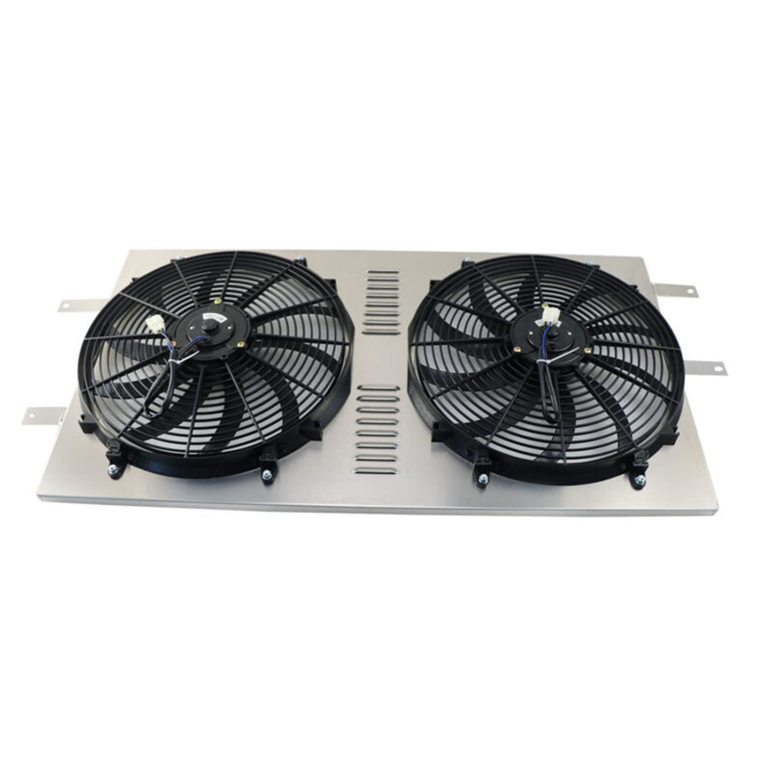 Aluminum Radiator Shroud + 2 x 16 Fans + Relay Kit Compitable for 1994-2002 Dodge Ram 2500 3500 5.9L Diesel Cummins
