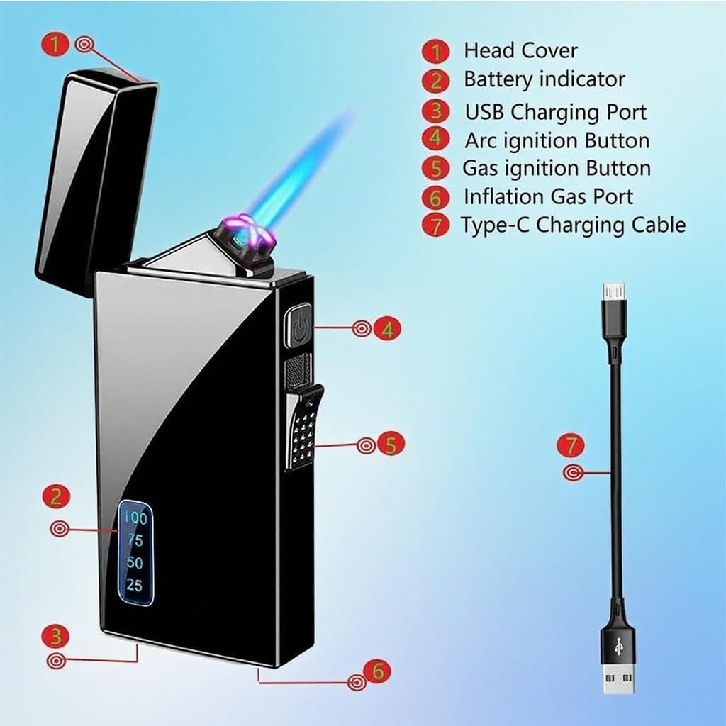 ガス・電気兼用防風ブタンライター、ジェットトーチフレーム、詰め替え可能、バーベキューキャンドルキャンプ用ギフト、男性向け(Gold