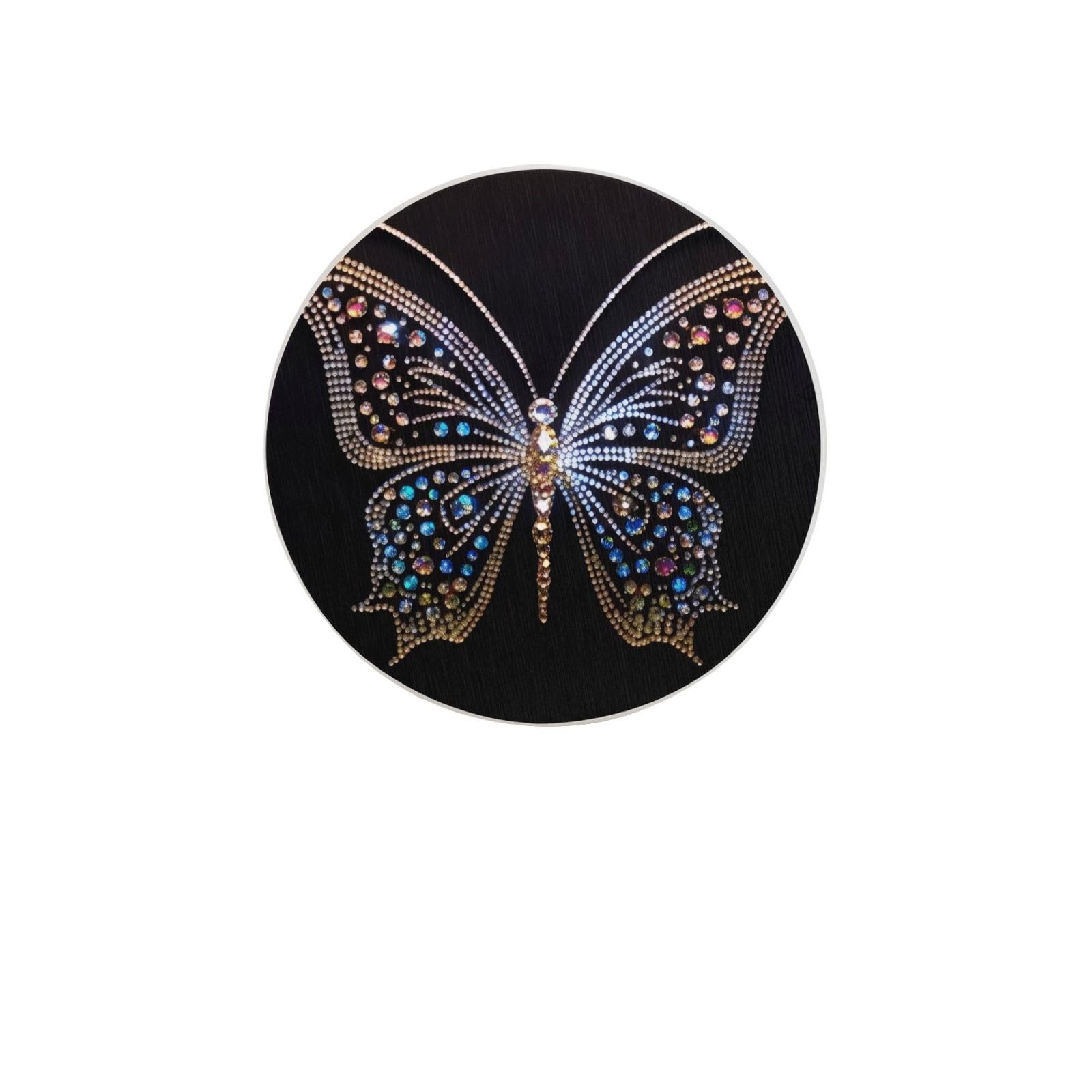 Rhinestone Butterfly Absorbent Drink Coasters Diatomaceous Round Coaster 4 Inch Reusable Cup Coasters Set 4pc