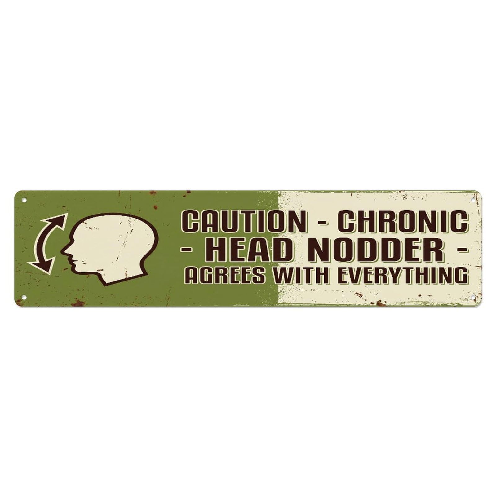Fqcyn Style Metal Tin Sign Vintage Funny Caution Chronic Head Nodder Warning