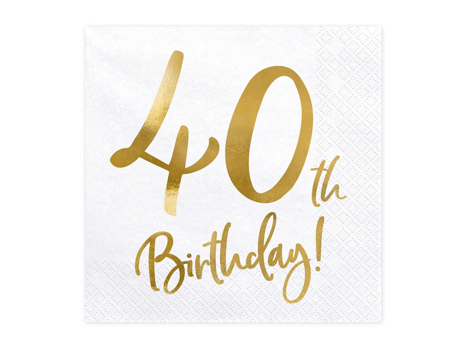 Party Deco Serviettes en papier pour anniversaire 40 ans avec inscription dorée 33 x 33 cm