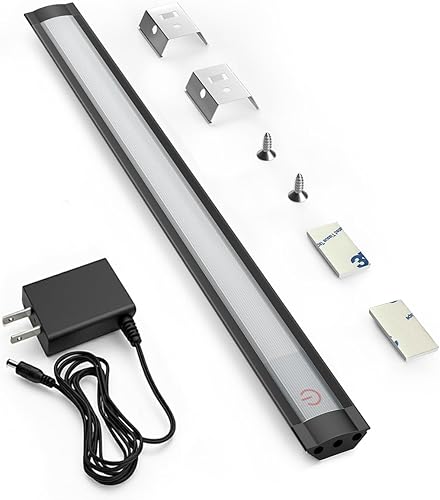 MYPLUS Luces para debajo del gabinete, barra LED de aluminio activada por tacto y regulable de 12 pulgadas para cocina, banco de trabajo y