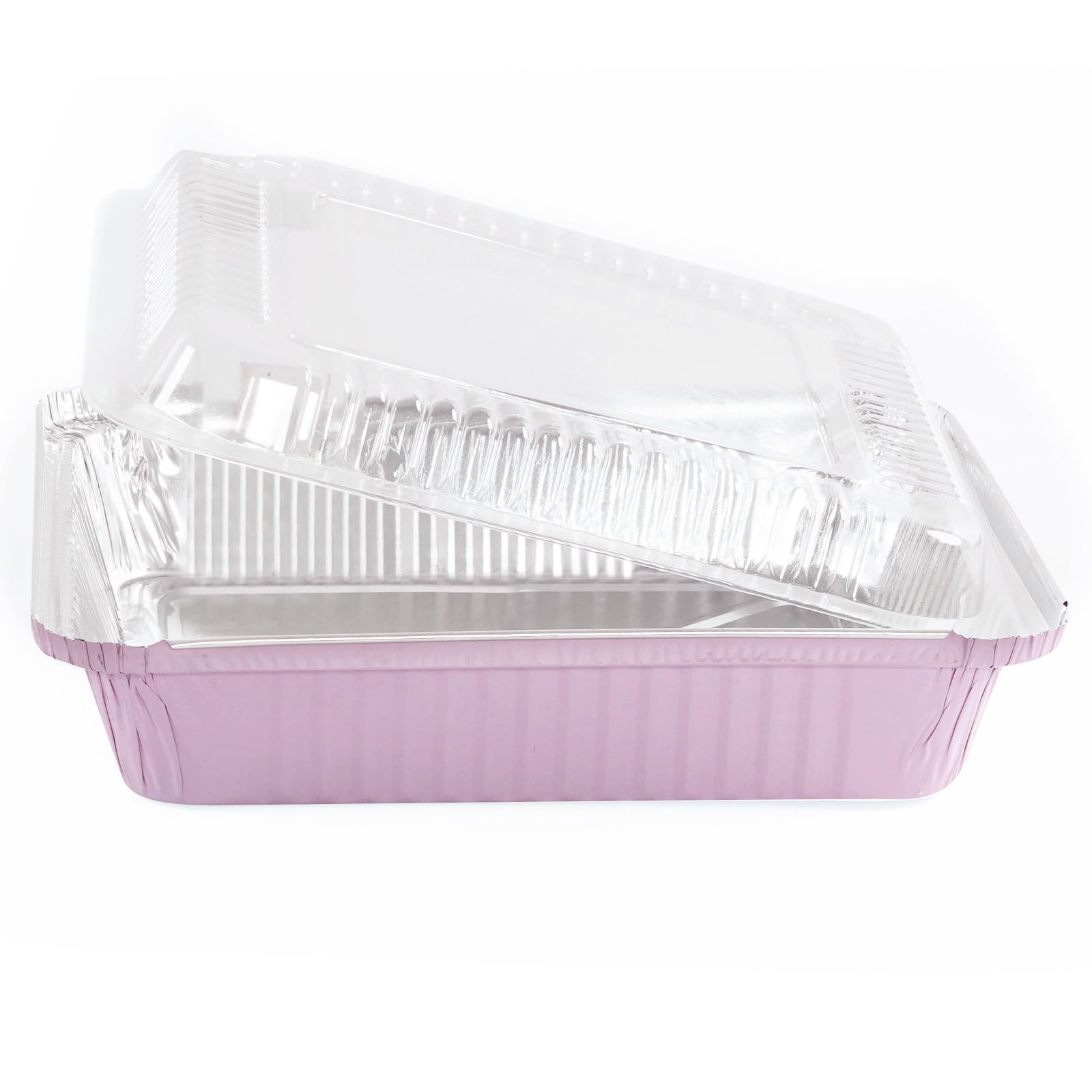 Pink Foil Cake Pans - 40 Pack with Lids -9