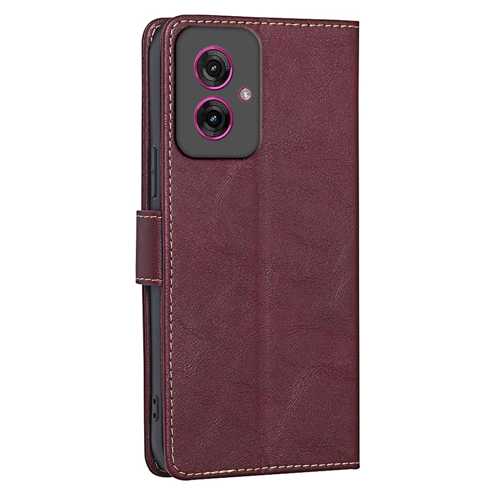 RankOne Etui na telefon Motorola Moto G55 5G (6,49" cala) etui na telefon komórkowy ze skóry - etui z zapięciem magnetycznym - etui ochronne - czerwone