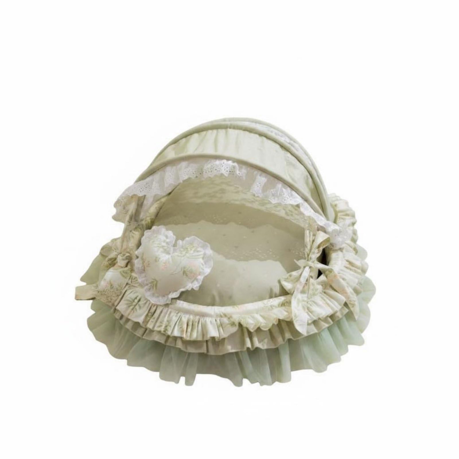 Panier de repos semi-fermé Qianly en dentelle matcha green pour chat