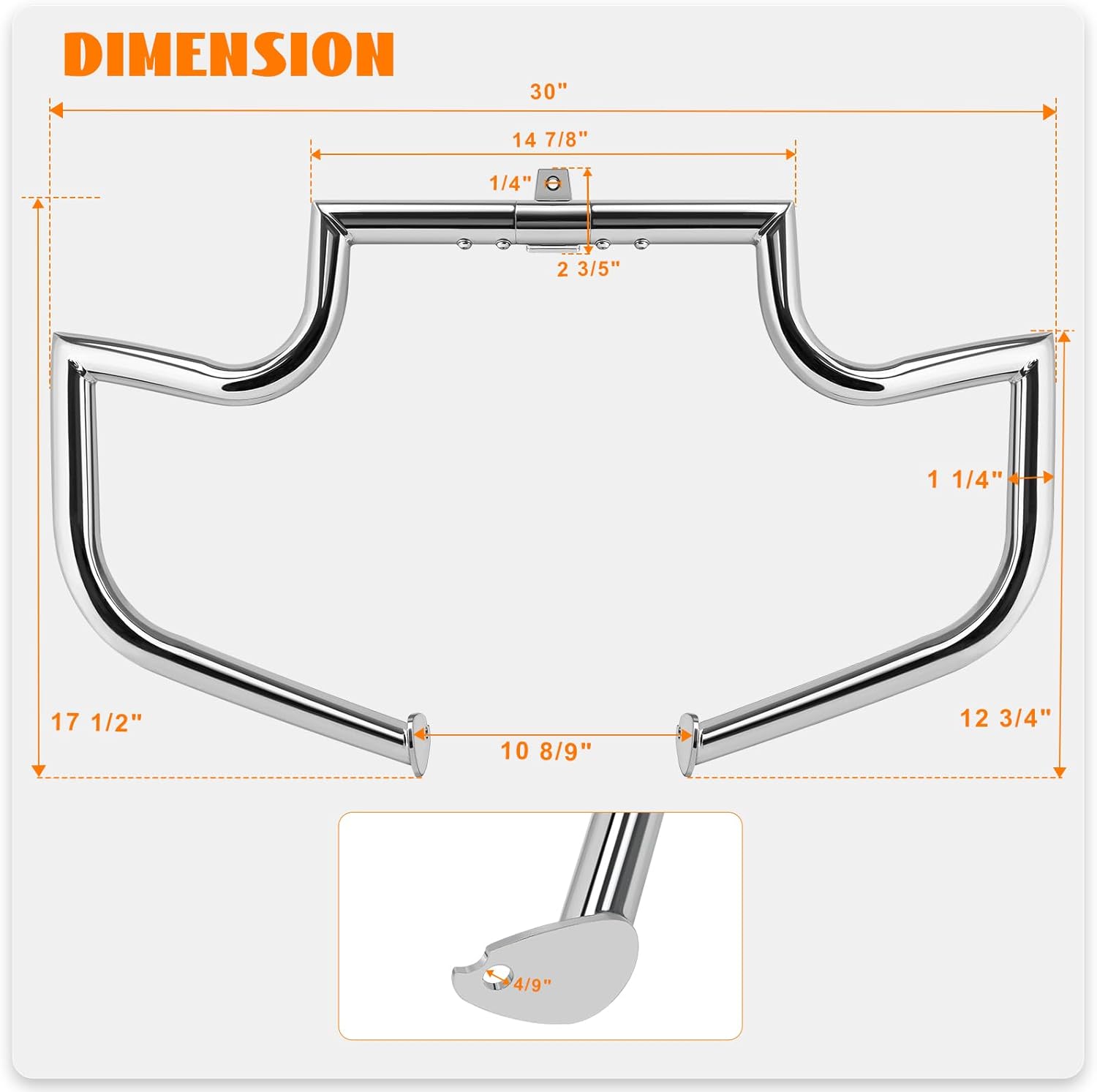 Touring Crash Bar Engine Guard Front Highway Flat-Out Bars Chrome Fits 1997-2008 Harley CVO Road Glide FLTR Road King FLHR Street Glide FLHX Electra Glide Ultra Classic