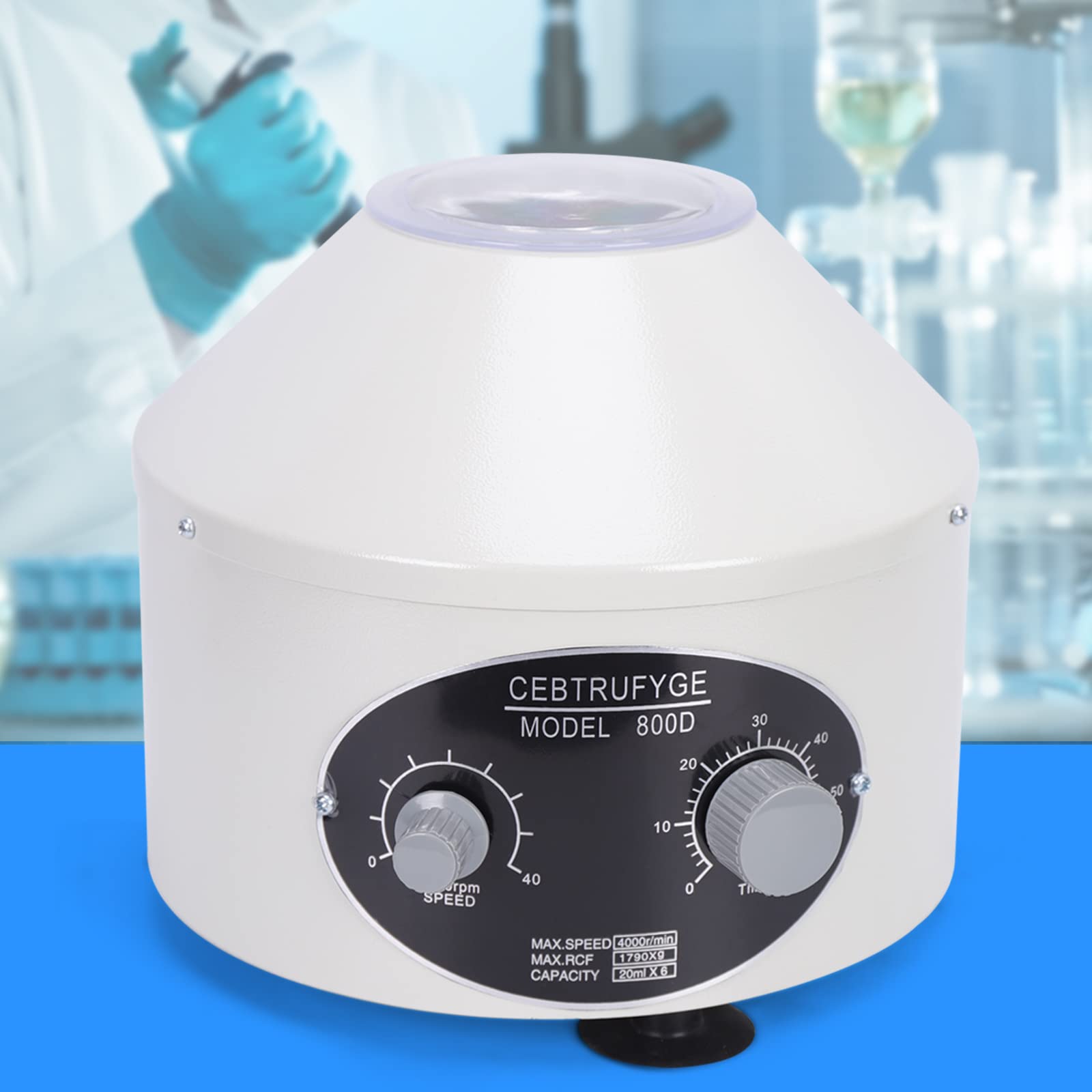 Centrífuga de Laboratorio eléctrica Centrífuga 4000 RPM Centrífuga de Laboratorio para análisis de suero 20 ml x 6 rotores compacta y Potente φ270 mm x 250 mm 25 W de Potencia del Motor
