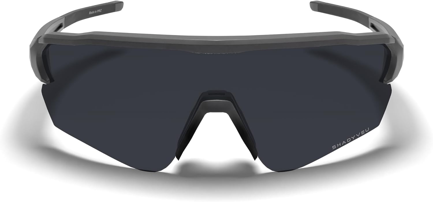 ShadyVEU AERROW SD Half Frame Sports TR90 Polarized Super Dark UV400 Mens Womens Sunglasses, Black