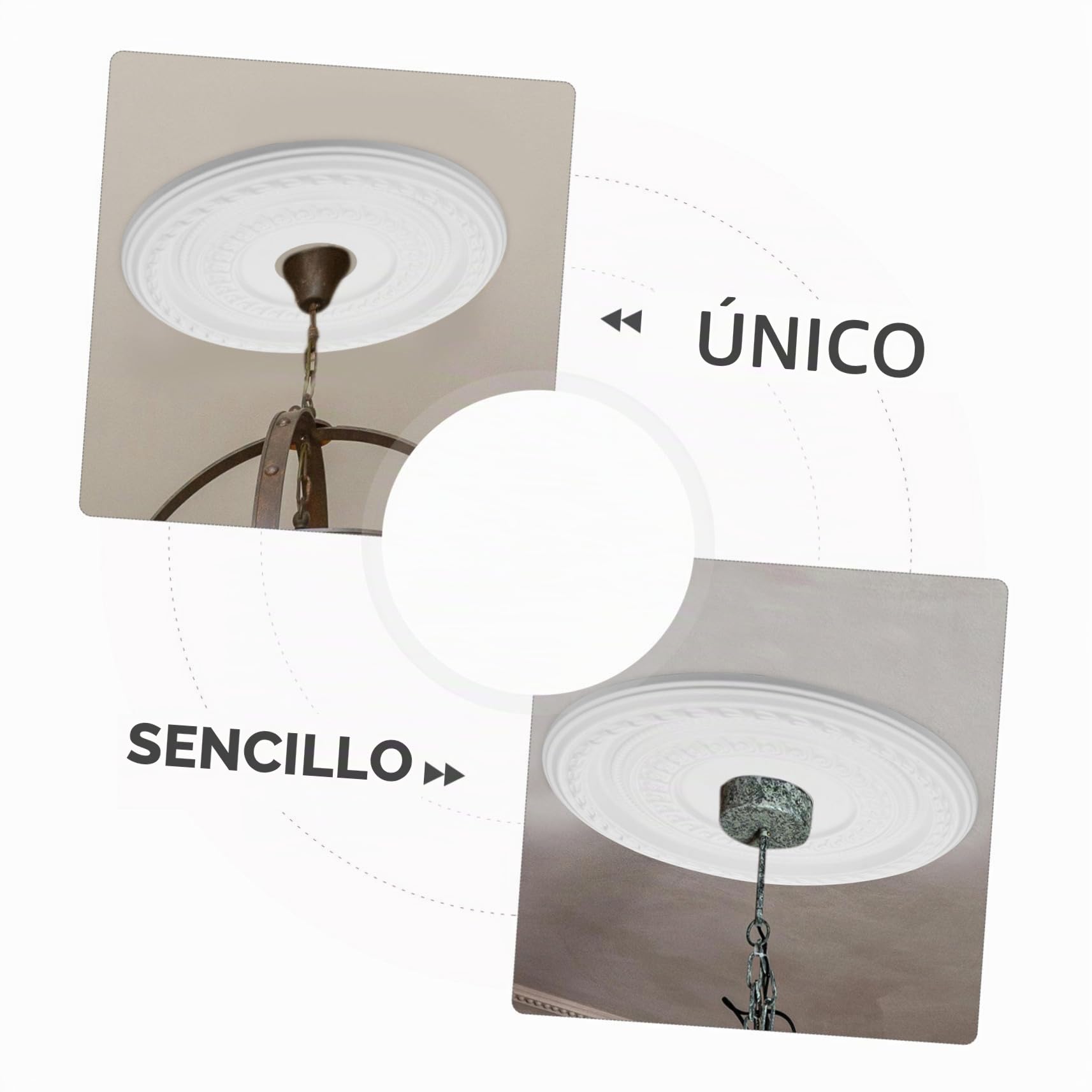 Medallón De Techo Para Lámpara De Araña 41 Cm Material Pu Resistente Fácil Instalación Decoración Para Hogar Oficina y Comercio