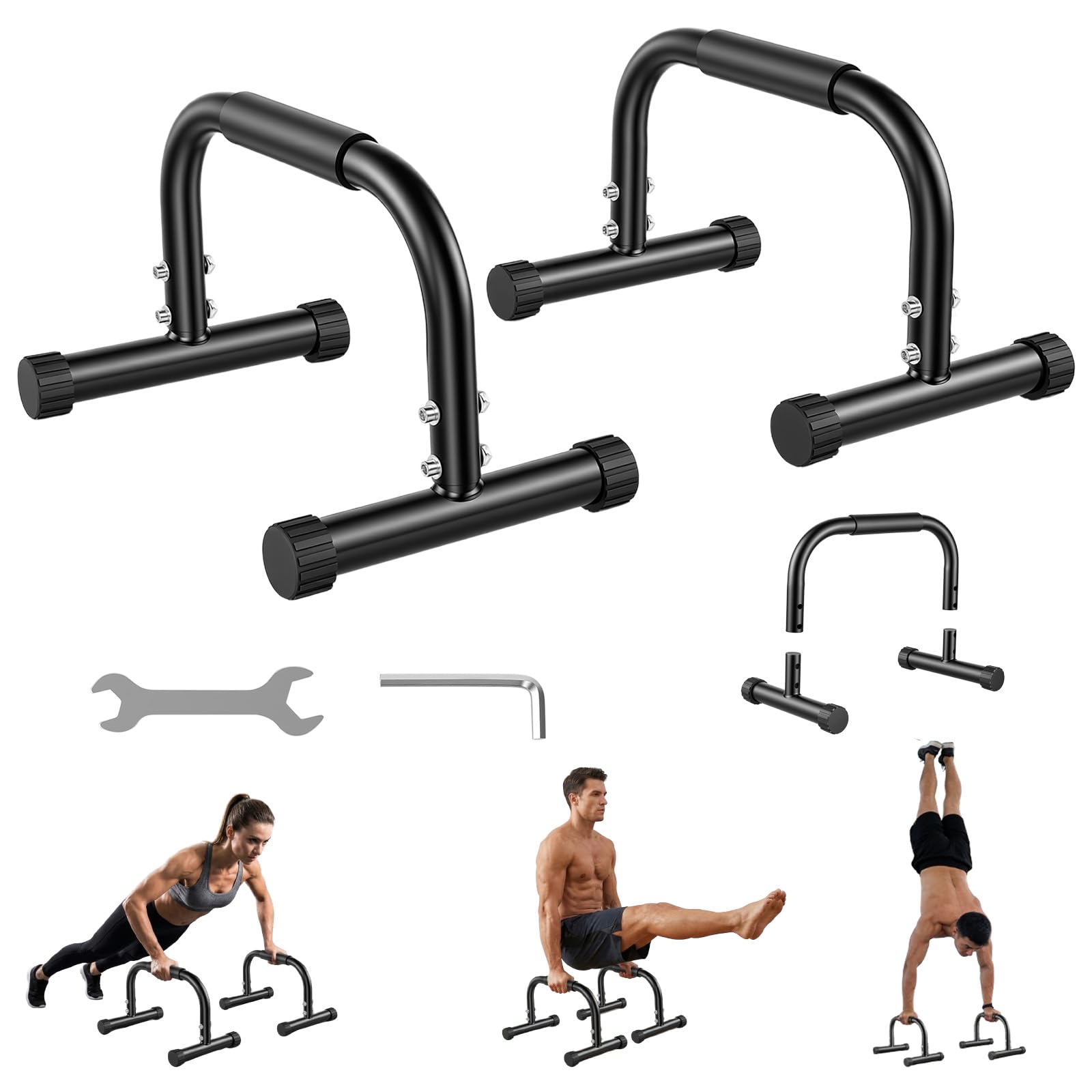 Parallettes Bars, Dip Calisthenics Push Up Bars, Pushup Bars Stands Men Women Press Up Handles Strength Training for Home Gym Floor Workouts Calisthenics Equipment, 463lbs Weight Capacity, Black
