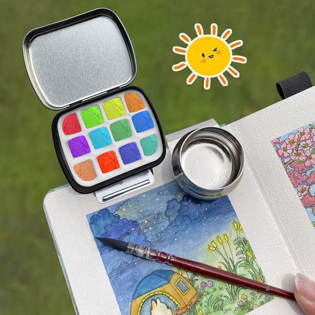 SHIDOW Leere Mini-Aquarell-Dose – 2 Stück, Je 12 Mulden, 5,9 X 4,7 Cm, Tragbare Palette Für Unterwegs