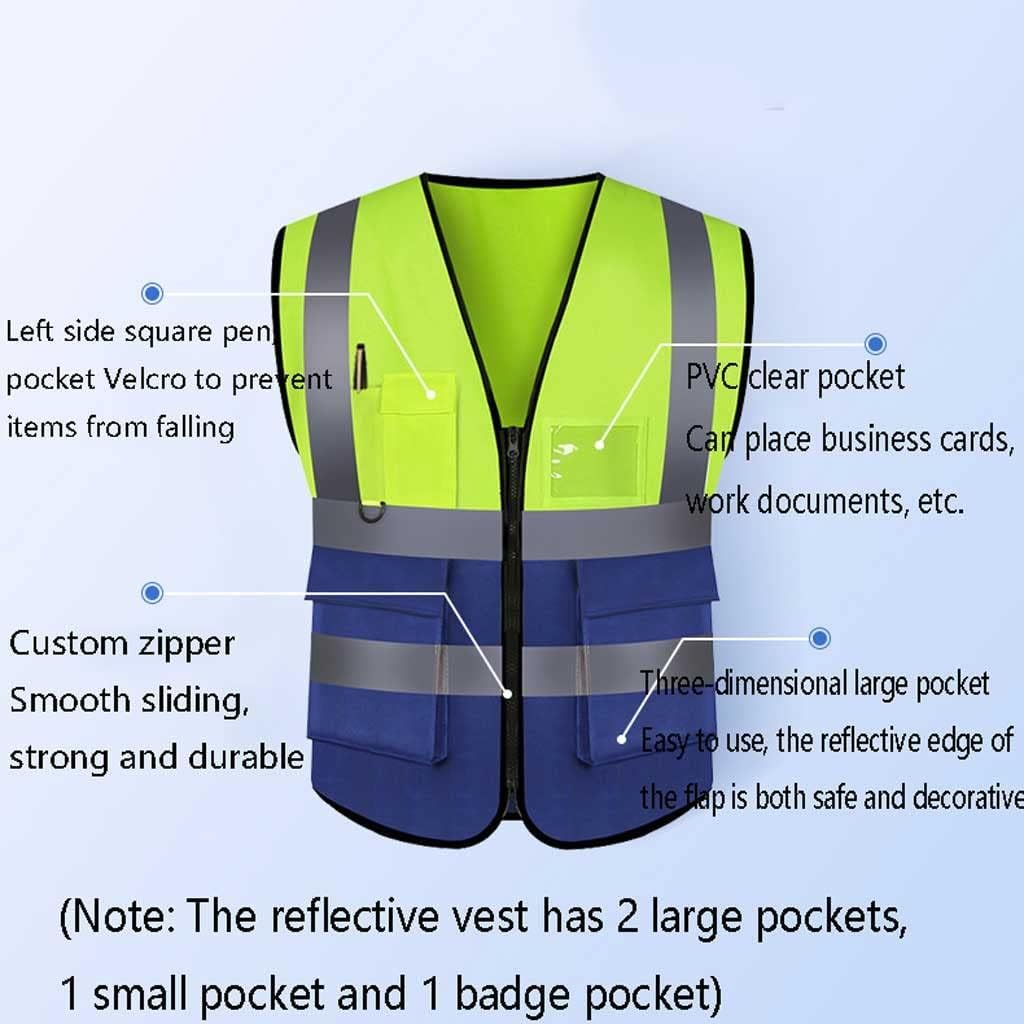 hi vis chaleco reflectante de alta visibilidad, Chaleco de seguridad Chaleco reflectante ligero con bandas reflectantes 4 bolsillos