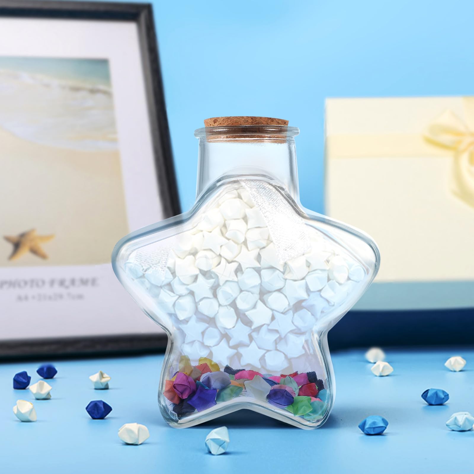 HANABASS Origami Stern Papierstreifen Satz für Wunschgläser aus Glas mit Papier Warmes Bastelset zur Raumdekoration und Besonderen Erinnerungen Charmant und Romantisch Zufällige Farbe