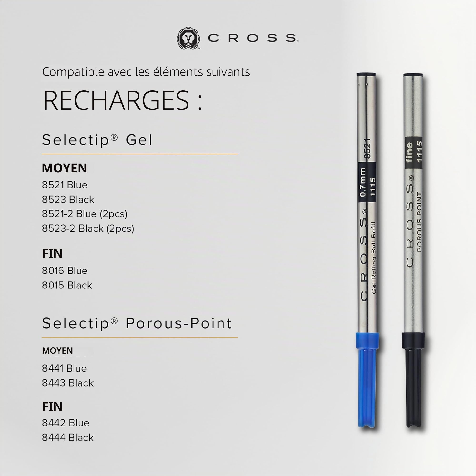 CROSS Century II - Stylo bille roller convertible rechargeable - Pointe medium - Chrome poli - Écrin classique et recharge incluse