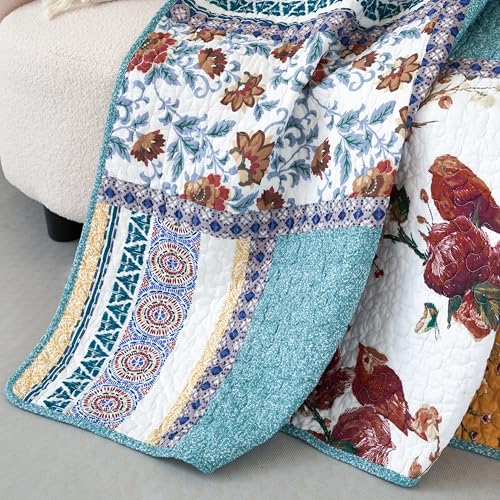 Tache Algodão Patchwork Francês Country Acolchoado Manta - 127 x 152 cm Cobertor Velho Mundo Vintage