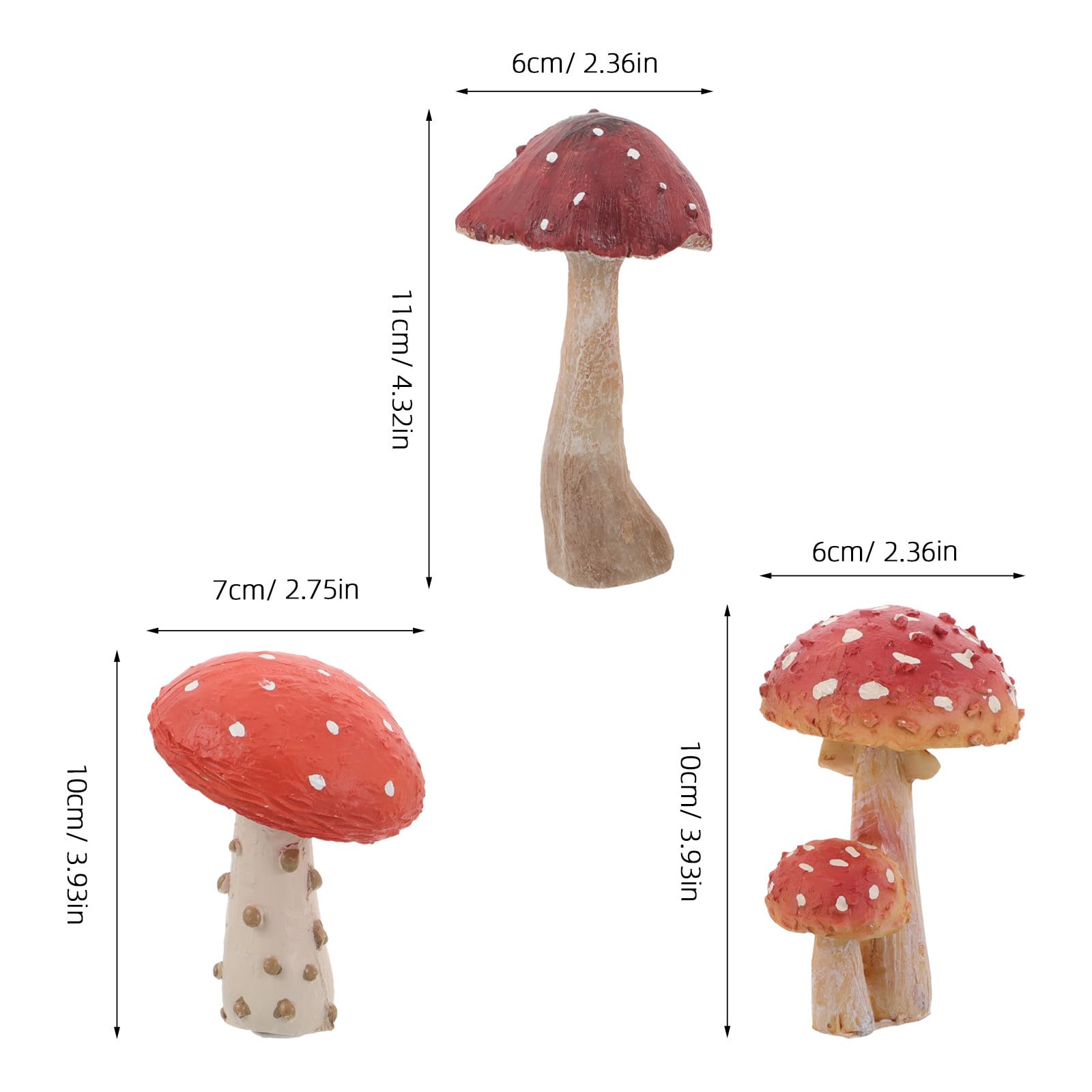 DECHOUS Decorazione da Giardino Esterno 3 Pezzi di Statue Fungo in Resina Rosso, Resistenti alle Intemperie per Creare Un'atmosfera Estiva in Giardino o Prato