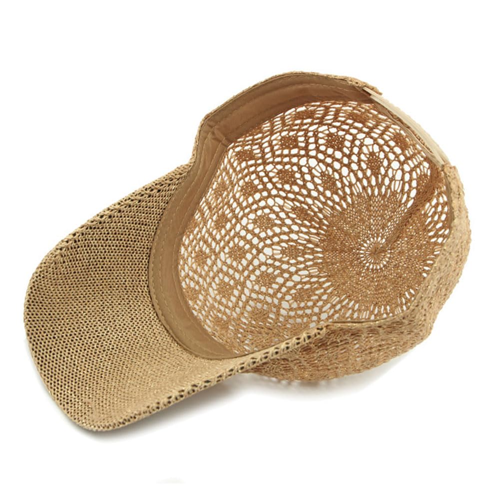 Gorra de Béisbol Mujer Verano Ajustable Baseball Cap Malla Transpirable Gorro Sombrero para el Sol Casuales Gorra de Playa Paja
