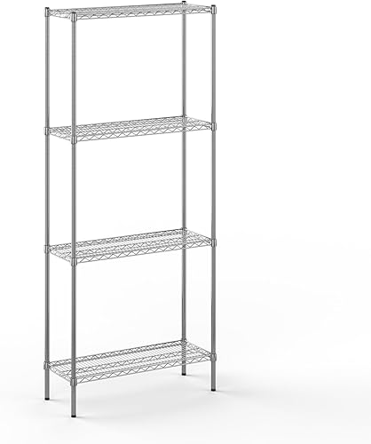 Miniatura 391 de Kit de estantería de alambre cromado de 4 niveles de 24 pulgadas de profundidad x 24 pulgadas de ancho x 64 pulgadas de alto Unidad de estante