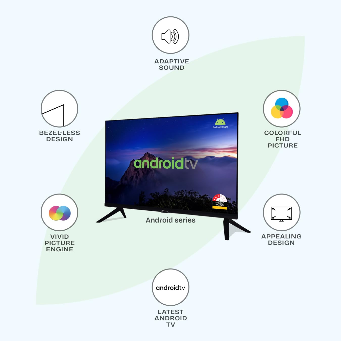 Earthonic 43-Inch (109 Cm) Full Hd Smart Android Led Tv | Built-In Wi-Fi, Dolby Audio, Voice Remote | Ae43Fh115 | 1920X1080 Resolution | Made In India | Google Assistant | Hdmi, Usb, Bluetooth 1 Earthonic 43-Inch (109 Cm) Full Hd Smart Android Led Tv | Built-In Wi-Fi, Dolby Audio, Voice Remote | Ae43Fh115 | 1920X1080 Resolution | Made In India | Google Assistant | Hdmi, Usb, Bluetooth