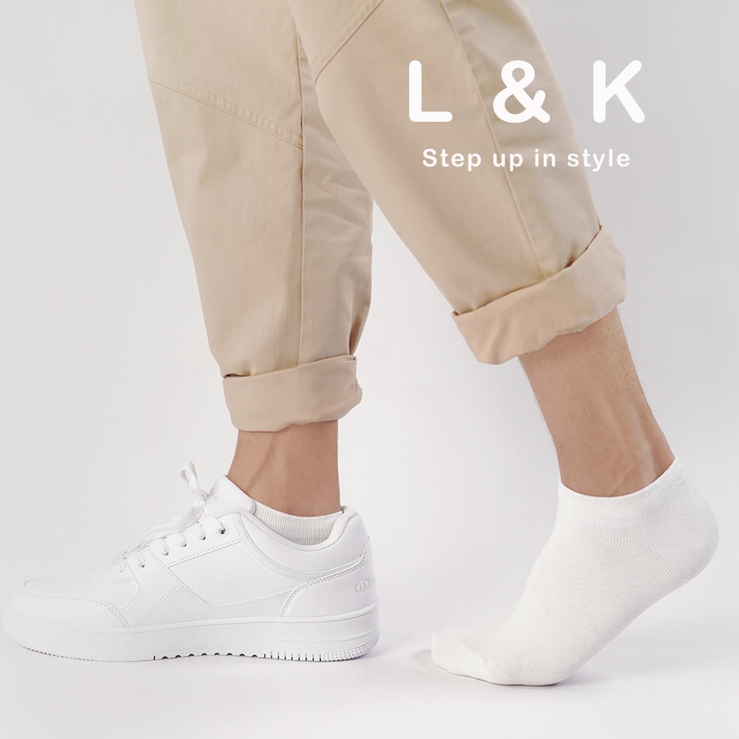 L&K-II 92201VA Skarpetki do sneakersów, krótkie, damskie/męskie, stopki, oddychająca bawełna, czarne/białe/szare, po 12/24/36 par