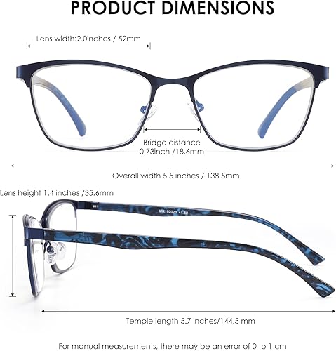 Miniatura 10 de Gafas de lectura progresivas para mujeres y hombres, con bloqueo de luz azul, marco de metal, lentes para computadora con resorte, lectores Hinger