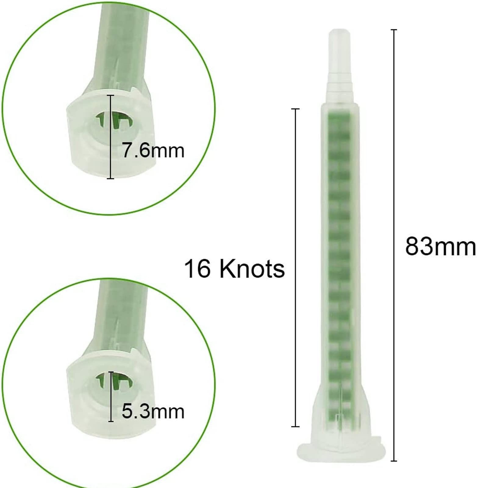 50 Miscelatori Statici Per Colla Bicomponente | Ugelli Per Pistola Silicone | Verde, 16 Sezioni - Foto 12