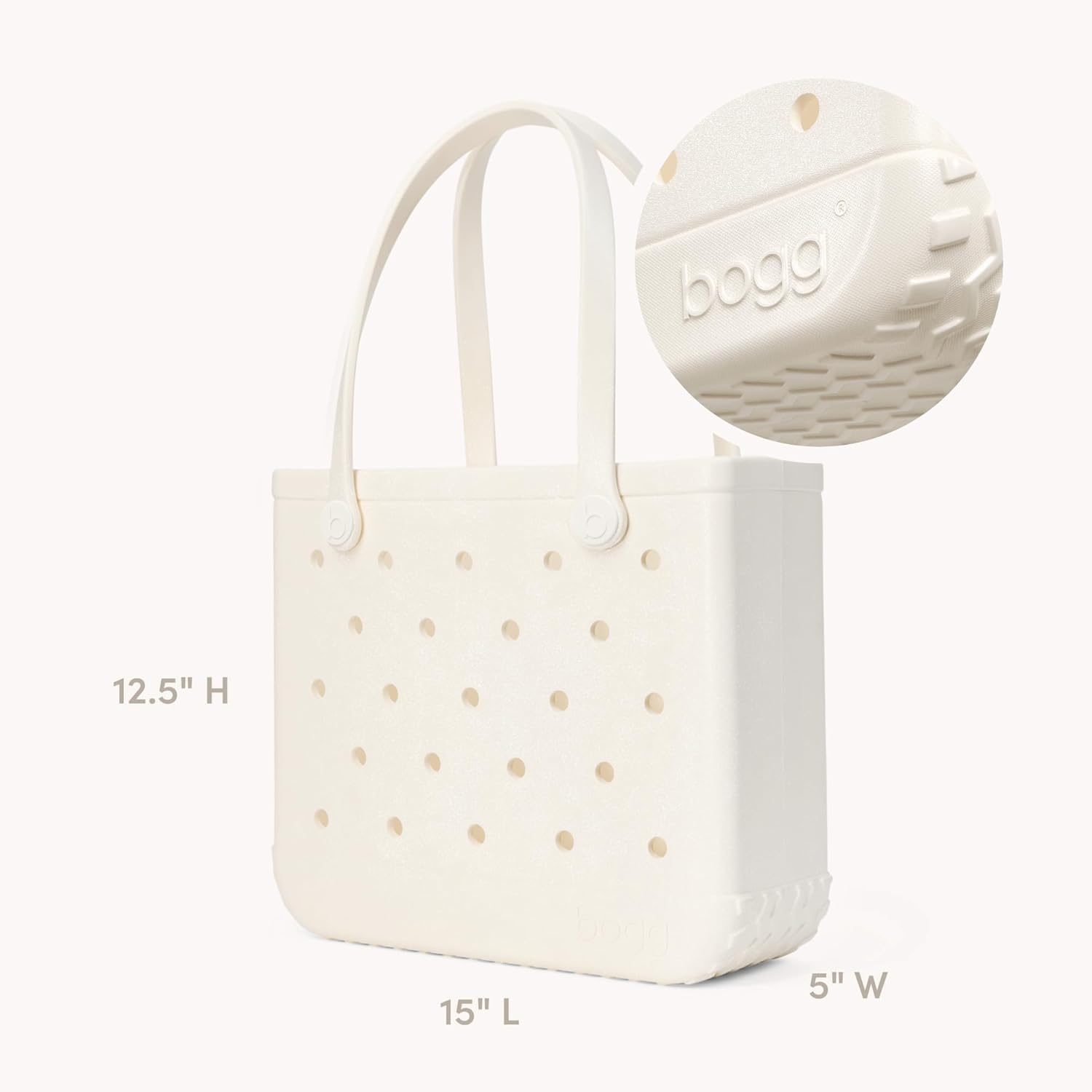 BOGG BAG Medium Tote – 15” x 12.5” x 5” – Durable, Washable, Tip-proof – Beach, Pool, Boat, Work, Sports (Coconut Shimmer)