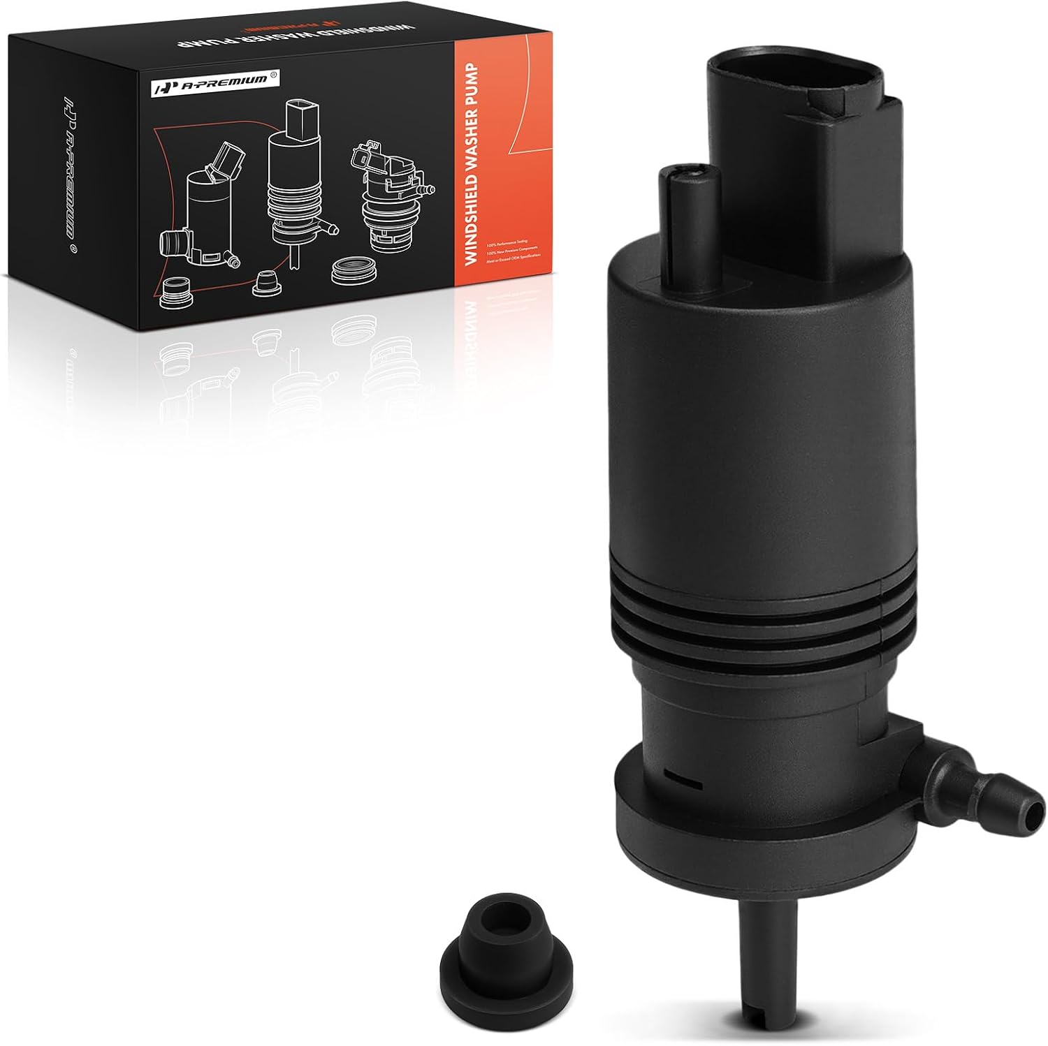 A-Premium Windshield Washer Pump Compatible with Chevrolet Silverado 2500 HD, Equinox, Malibu & Ram 3500 & GMC Sierra 1500 & Jeep & Ford & Dodge & Chrysler & Buick & Lincoln & Cadillac & Acura