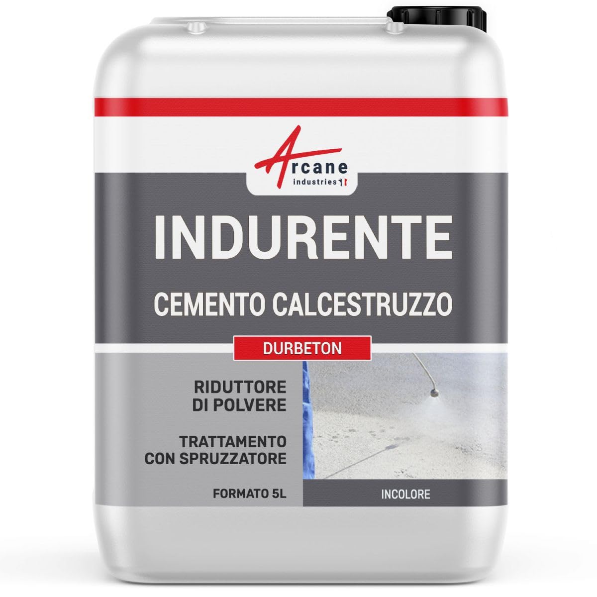Indurente per cemento, calcestruzzo, massetti e lastricati - DURBETON - 5 L - ARCANE INDUSTRIES