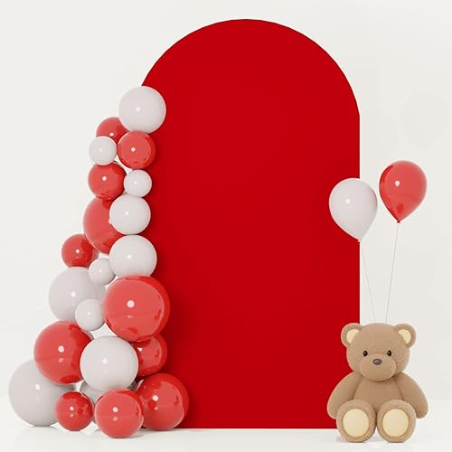 FOTSHARER Cubierta de arco rojo de tela de fondo de arco de globos de 6 pies para fiesta temática, cubierta de arco bohemio de 2 caras, cubierta de