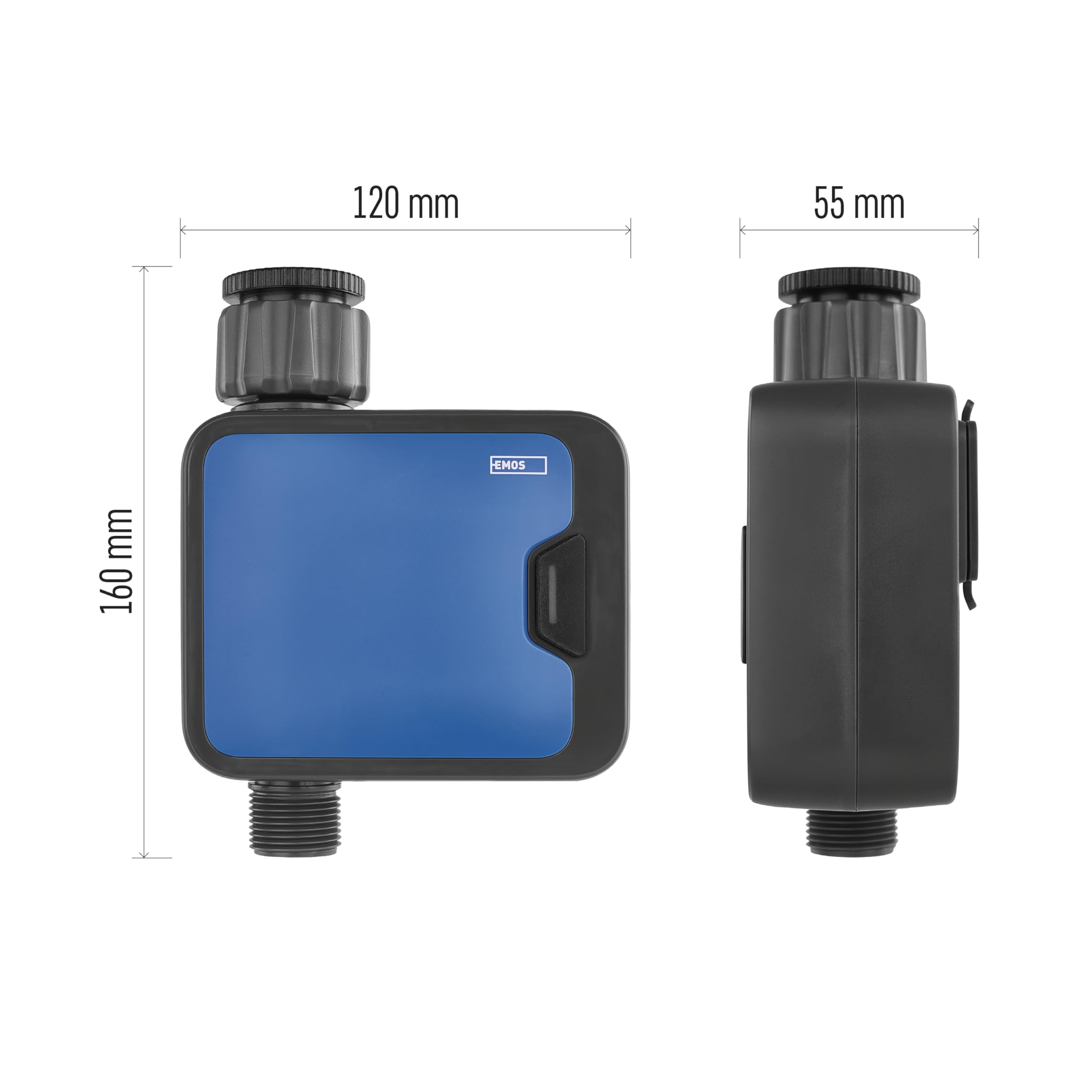 EMOS - smarte Bewässerungsuhr mit 1 Ausgang mit App, Bluetooth - ZigBee-Hub erforderlich - Batteriebetrieb - automatisierte Bewässerungs-Steuerung 1min–24h, 8bar, 35 l/min - für 1″ und 3/4″ Gewinde