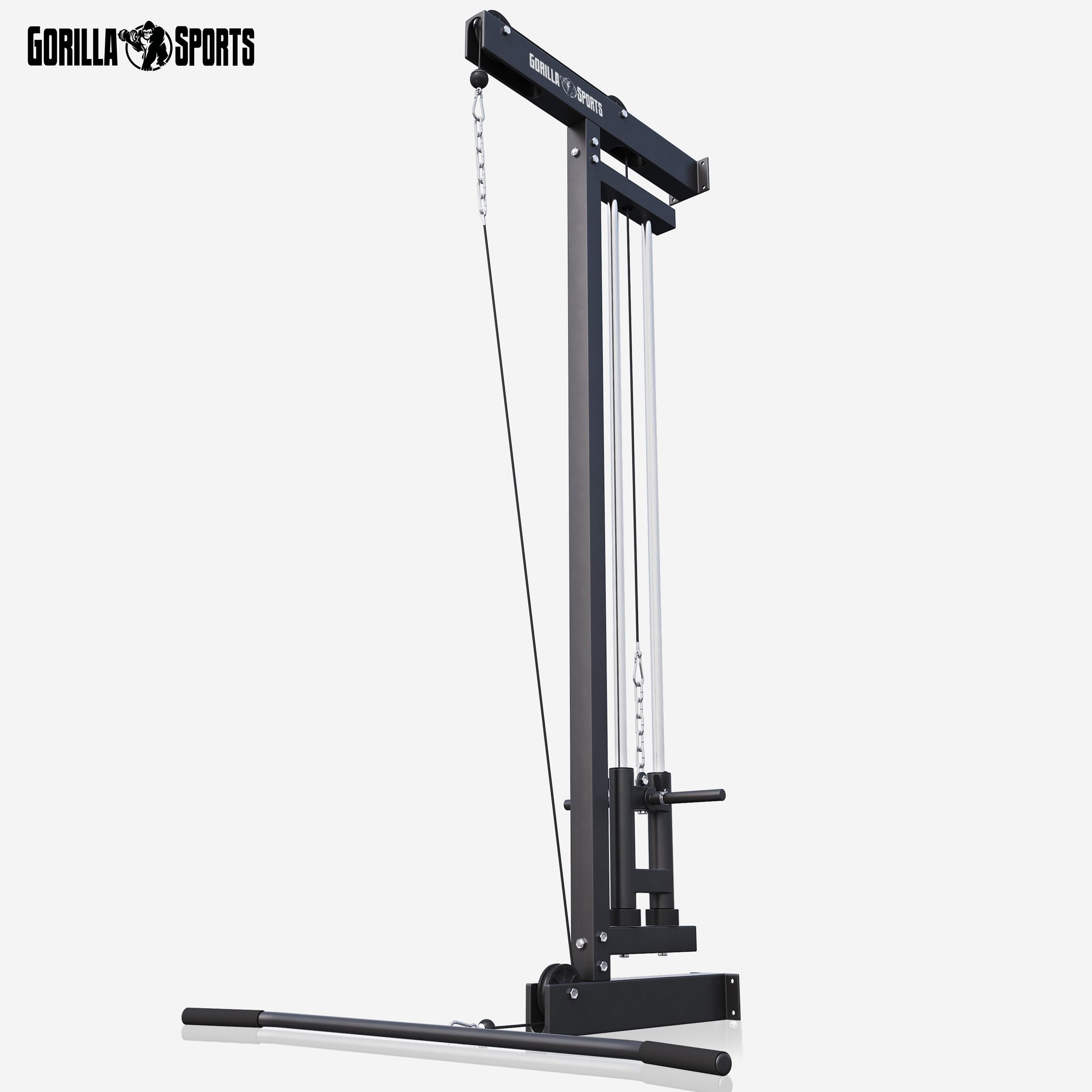 Gorilla Sports® Stazione LAT Machine - Montaggio a Parete, Carico Massimo 300 kg, incl. Lat Pull Bar e 2 Chiusure a Molla - Pulldown Cavo, Macchina per Cavi, Cable Tower, Allenamento, Palestra