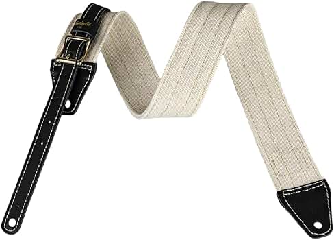 ギターストラップ ヌメ革オフホワイト ハンドメイド 金具無しタイプ