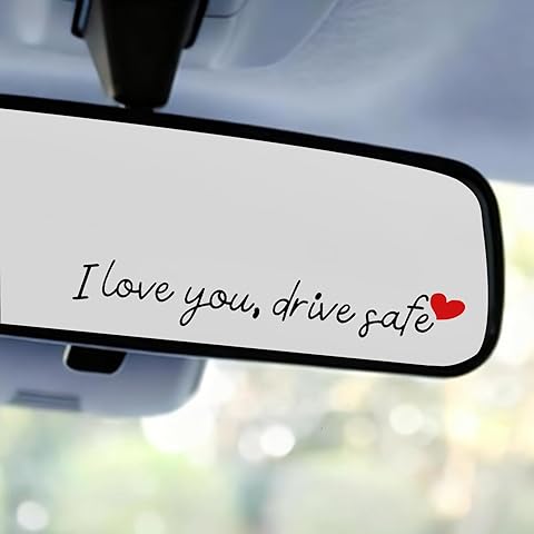 3pcs I Love You Drive Safe Mirror Sticker, Car Rearview Mirror Decal Safe Driving Stickers Funny Auto Vinyl Window Rear View Decals for Men Women (Black)
