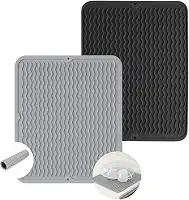 Tapete Escorredor de Louça Silicone Alta Absorção Antiderrapante Descanso de Panelas Resistente ao Calor Usado em Balcão Pia de Cozinha Forro de Geladeira ou Gaveta Ecológico Cor Variável Premium